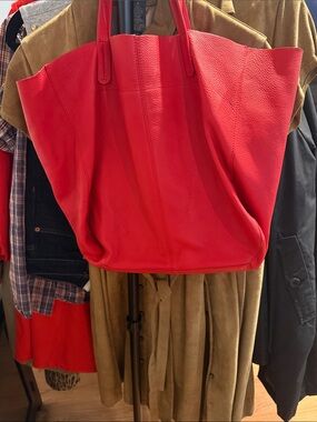 GAP Bright Red Leather Tote Bag